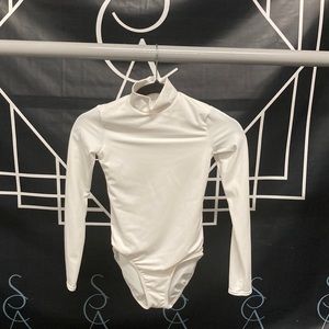 White Long Sleeve Dance Leotard